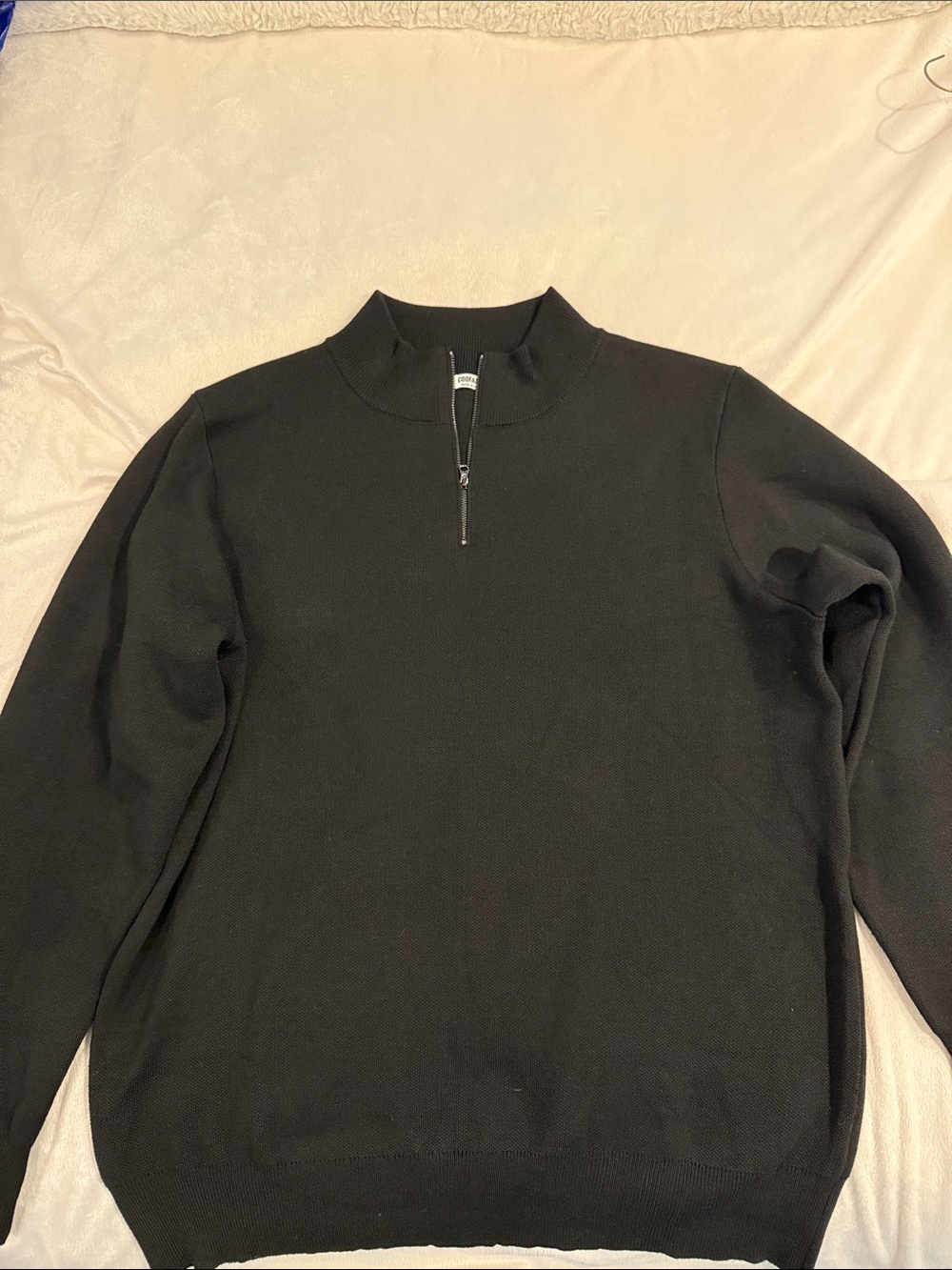 Men's Black Half-Zip Sweater - Large
